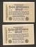 Pa. Germany Weimar Reichsbanknote 10 Millionen Mark 1923 Consecutive Serial # 106219 # 106220 - Watermark G/D In Stars - 10 Millionen Mark