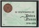 Portugal 1978 The 4th Centenary Of Pedro Nunes Death  Limited Edition FDC With Copper Medal / Médaille By Gravarte - FDC