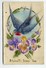 FLOWER, FLEUR, BIRD, OISEAU - Embossed Postcard, Gaufree   ( 2 Scans ) - Fiori