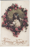 BEAUTIFUL LITTLE GIRL WITH LONG HAIR CURLS, NEW YEAR GREETINGS,  CHILD PORTRAIT C1910s Vintage Old Tinted Postcard - Portretten