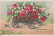 AK Grußkarte - Leiterwagen Mit Rosen Und Maiglöckchen - Golddruck - Feldpost 1918 (28464) - Blumen