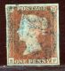 GB 1d RED 1841 ON LIGHTLY BLUED PAPER - Used Stamps