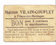 Bon De 5c Maison VILAIN-COUPLET à FLINES-LEZ-MORTAGNE 14-18 - Bonos