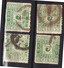 5 Poon X 4 (3 X Blue Green, 1x Yellow Green, Stamps Have Minor Thin) (k105) - Corée (...-1945)