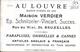 BRUXELLES (1000) : Parapluies, Ombrelles Et Cannes - Pub Pour Le Magasin "Au Louvre", 34 Rue Du Midi. Verso Art Nouveau. - Advertising
