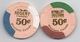 Lot De 2 Jetons De Casinos Winnipeg Canada : Club Regent Casino 50¢ & McPhillips Street Station Casino 50¢ - Casino