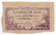 - FRANCE - LOTERIE De NICE 1884 - Billet De UN FRANC - Gros Lot 500 000 Francs - - Billets De Loterie
