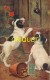 Animaux, 2 Chiens épagneuls Et Un Escargot, Pots De Fleurs...., Carte Tuck's Série When Dogs Are Puppies - Chiens