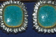 BOUCLES D' OREILLES VINTAGE Métal EMAIL TURQUOISE - Orecchini