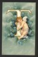 T - Letter, Forget-me-not Flowers, Embossed, Gold Gilt, Tuck No. 6114 Cupid's Alphabet - E. Clapsaddle Artist Unsigned - Clapsaddle