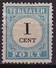 1881-1887 Portzegels Lichtblauw / Zwart Cijfer : 1 Cent Kamtanding 13½ : 13¼ NVPH  P 3 A III (*) - Tasse