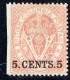 Seal Of Colony   Surcharged &laquo; 5. CENTS.5&raquo; Perf 14, Signed Diena  Sc 9 Mint No Gum - Unused Stamps