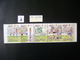 URUGUAY (COPA AMERICA 95) - COMPLETE STRIP WITH PICOTE DISPLACED IN 2 STAMPS - Soccer American Cup