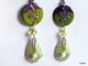 Boucles D'oreilles émaux Sur Cuivre Vert Violet Et Goutte Tissée En Miyuki Delicas  Des Merveilles Réalisées Par Deux Ar - Earrings