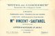 LATOUR-D'AUVE (63) - "HÔTEL DU COMMERCE" Mme. VINCENT SAUTAREL -  CARTE  COMMERCIALE ANCIENNE  (8 X 12 Cm) - 1929. - Autres & Non Classés