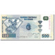 Billet, Congo Democratic Republic, 500 Francs, 2002, 2002-01-04, KM:96a, NEUF - République Démocratique Du Congo & Zaïre