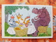 Old USSR Postcard "Tea Party" By Bazhenov - Hippo - 1969 Fox - Humour - Hippopotames