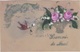 CARTE CELLULOID - RHODOID - PEINTE MAIN - Aquarelle - Fleurs - Altri & Non Classificati