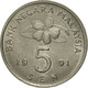 Monnaie, Malaysie, 5 Sen, 1991, SUP, Copper-nickel, KM:50 - Malesia