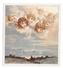 Vintage Chromo Lithograph Card Angels Cherubs Overlooking Countryside Church From Clouds - Other & Unclassified