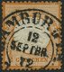 Dt. Reich 18 O, 1872, 1/2 Gr. Orange Mit Plattenfehler Helle Punkte Im Rahmen Oben Rechts, Zentrischer Hufeisenstempel H - Used Stamps