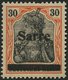 SAARGEBIET 10yI *, 1920, 30 Pf. Dunkelrotorange/schwarz Auf Orangeweiß, Type I, Falzreste, Ein Kurzer Zahn Sonst Pracht, - Other & Unclassified