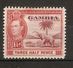 GAMBIA 1938 1½d BROWN - LAKE AND SCARLET SG 152a MOUNTED MINT Cat £8 - Gambia (...-1964)