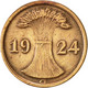 Monnaie, Allemagne, République De Weimar, 2 Rentenpfennig, 1924, Karlsruhe - 2 Renten- & 2 Reichspfennig