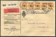 1918 Denmark Adressebrev Remboursement Veste-Skjerninge - Vejle. 4 X 27/29 Ore Orange Postfrim Newspaper Stamp Overprint - Covers & Documents