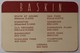 USA - BASKIN - Early Merchant Credit Card - 1950-1960 - Used - Cartes De Crédit (expiration Min. 10 Ans)