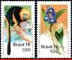 Ref. BR-1438-39 BRAZIL 1976 ANIMALS &amp; FAUNA, NATURE PROTECTION, ORCHID, AND MONKEY, MI# 1534-35, MNH 2V Sc# 1438-143 - Unused Stamps