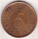 Ile Maurice , 5 Cents 1942 , George VI - Mauritius