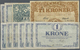 00639 Denmark  / Dänemark: Set With 10 Banknotes Containing 8 X 1 Krone 1921, 5 Kroner 1924 And 10 Kroner 1923, P.12, 20 - Denmark