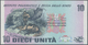 01285 Italy / Italien: Test Note "10 UNITA" By Istituto Poligrafico E Zecca Dello Stato Offset Printed On Normal Paper W - Other & Unclassified