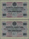 00381 Bulgaria / Bulgarien: Set With 4 Banknotes Of The 100 Gold Leva ND(1916), Containing 3 X 100 Leva With Serial Pref - Bulgaria