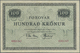 00745 Faeroe Islands / Färöer: 100 Kroner L.1949 P. 15b, Light Center Fold, Corner Folds And Handling In Paper, No Holes - Faroe Islands