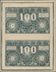 01163 Indonesia / Indonesien: Uncut Sheet Of 2 Notes 100 Rupiah Baru 1949 P. 35G, Remainders Without Serial Numbers, Unf - Indonesia