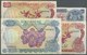 02902 Singapore / Singapur: Small Set With 4 Banknotes Of The 'Flower' Series 1967-73 With 1, 2 X 10 And 50 Dollars, P.1 - Singapour