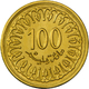 05074 Tunesien: 100 Millim 1960, Proben Der Vorderseite Und Rückseite In Gold Geschlagen, Vgl, KM # 309, Gewicht 13,79 G - Tunisie