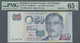 03567 Singapore / Singapur: 50 Dollars ND(1999) P. 41a With Special Serial Number 0JW444444, PMG Graded 65 Gem UNC EPQ. - Singapour