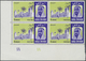 ** Abu Dhabi: 1967, Definitives, 100f. To 1d., Five Top Values Each As Plate Block From The Lower Left Corner Of The She - Abu Dhabi