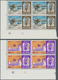 ** Abu Dhabi: 1967, Definitives, 100f. To 1d., Five Top Values Each As Plate Block From The Lower Left Corner Of The She - Abu Dhabi