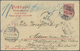 GA Aden: 1908, "ADEN SE 22 07" Transit On Germany UPU Card 10 Pf. "Frankfurt 12.09.07" To Ship  Passenger Then Fwd. W. T - Yemen