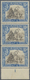 Aden: 1939-48 KGV. 14a. Sepia & Light Blue, Vertical Strip Of Three All Perforated SPECIMEN, With Lower Sheet Margin And - Yemen