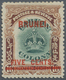 * Brunei: 1906, 5c. On 16c. Green And Brown Showing Variety "line Through B", Bright Colours, Well Perforated, Natural G - Brunei (1984-...)