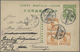 GA China - Ganzsachen: 1912, Card Flag 1 C. Uprated Junk 1 C. (3) Canc. Bisected Bilingual "CHUNGKING 22 OCT 13" Via "HA - Cartes Postales