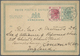 GA Hongkong - Treaty Ports: 1889. Hong Kong Postat Stationery Card One Cent Green Upgraded With SG 33, 2c Carmine Tied B - Autres & Non Classés