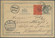 GA Hongkong - Ganzsachen: 1899, Card QV 4 C. Grey Uprated QV 10 C. Violet On Red For Registration, Canc. "HONG KONG B FE - Entiers Postaux