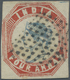 O Indien: 1854-55 Lithographed 4a. Blue & Red, 4th Printing, Sheet Pos. 15 With Part Of Sheet's Center Cross At Top Righ - Other & Unclassified