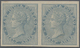 (*) Indien: 1856 QV ½a. Blue IMPERFORATE Horizontal Pair, Unused Without Gum, Fine. - Autres & Non Classés